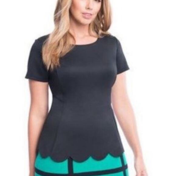 Eloquii scalloped hem stretch black top sz 20 - Picture 1 of 7